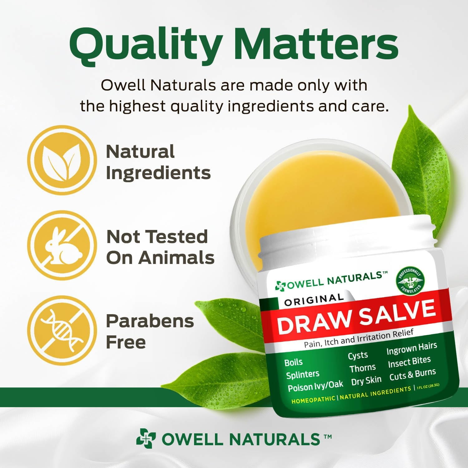 Owell Naturals Salve Drawing Ointment 1oz – Drawing Salve & First Aid Ointment for Burns, Ingrown Hair, Skin Irritations, Honey Lavender