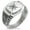 Silver, variant on Stainless Steel Nautical Moon & Sun Compass CZ Ribbed Needle Stripe Pattern Biker Style Polished Ring