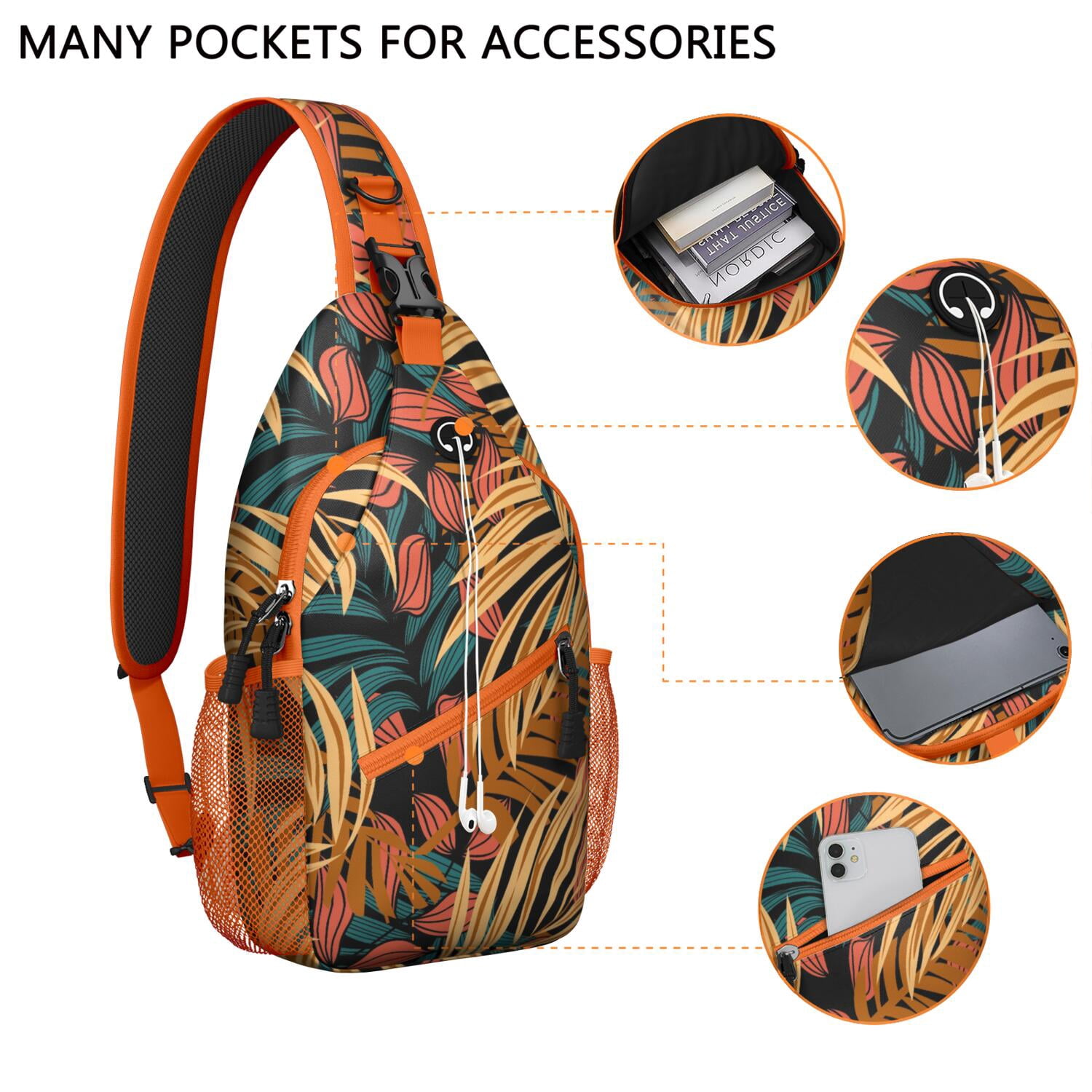 Aloha Hawaiian Sling Backpack for Travel and Hiking  display picture 3