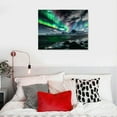 thumbnail image 5 of COMIO Northern Lights Canvas Print Green Picture Aurora Borealis Canvas Wall Art Painting for Living Room SnowyMountainsLandscape Poster Picture Wooden Framed Prints Ready to Hang, 5 of 6
