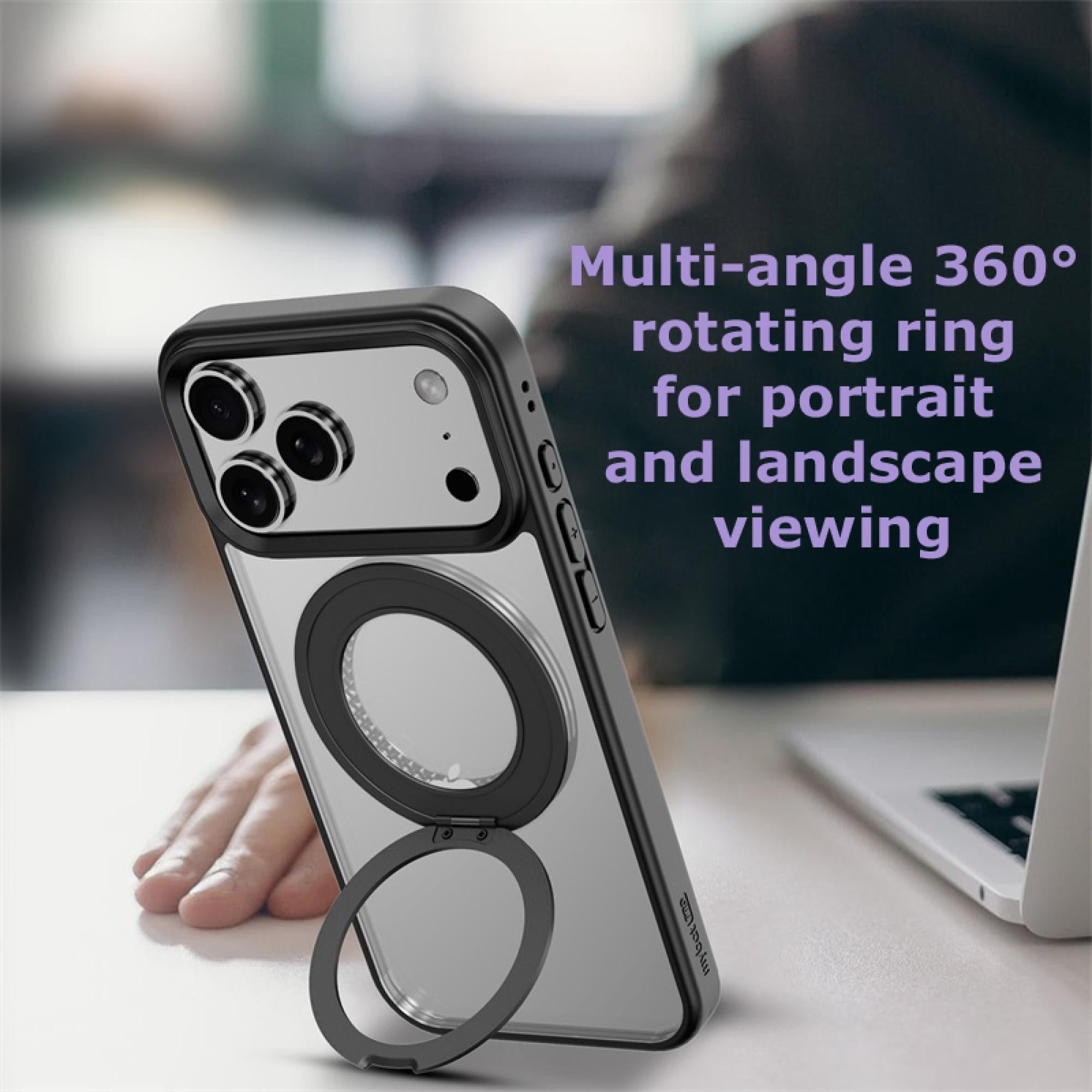 3-in-1 iPhone 17 Pro Max Protection Bundle – 3-Pack Tempered Glass Screen Protectors, Camera Lens Protector & 360° Ring Stand Case