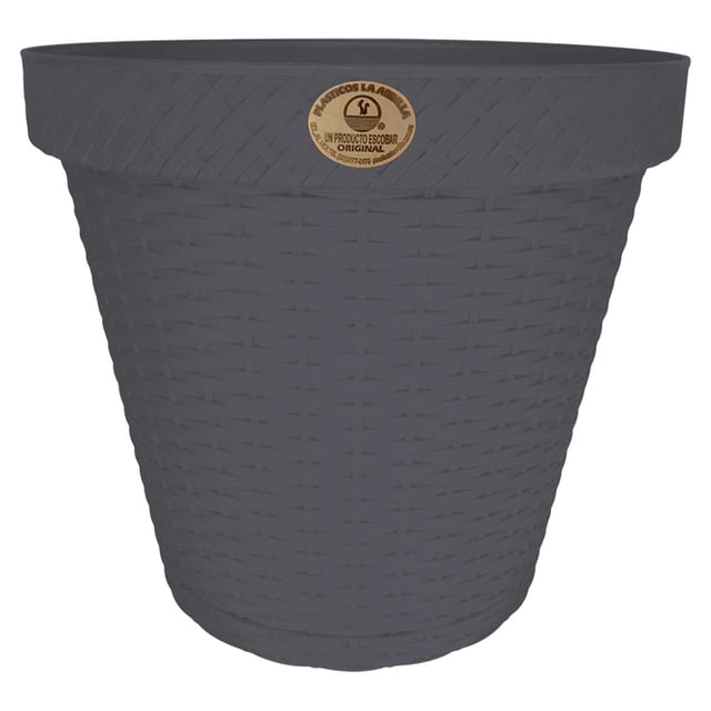 Maceta Plásticos La Ardilla Rattán Redonda 25 cm Gris Nube