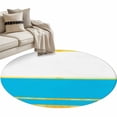 thumbnail image 2 of Gold Line Round Area Rugs 3 ft, Blue Color Block Rectangular Geometric Modern Washable Small Area Rug with Non-Slip Sturdy Edge Binding Round Front Door Mat Floor Carpet for Entryway, 2 of 9