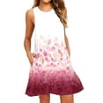 thumbnail image 1 of SMihono Robes Bohémiennes d'Été pour Femmes Grande Taille Mode Sans Manches Col Rond Décontracté avec Poche Imprimée, 1 of 4