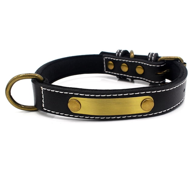 Collar de cuero resistente para perros pequeños, medianos, grandes y extragrandes.