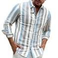 thumbnail image 2 of Yusimy Men's Striped Casual Shirt Loose Fit Long Sleeve Button Down Collar Classic Style, 2 of 4