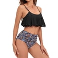 thumbnail image 4 of Xmyrz Swimsuit Women Bathing Suits Two Piece Ruffles Floral Print Seaside Recreation Slim Fit High Waisted Swimwear Young Adult Swimsuits, 4 of 4