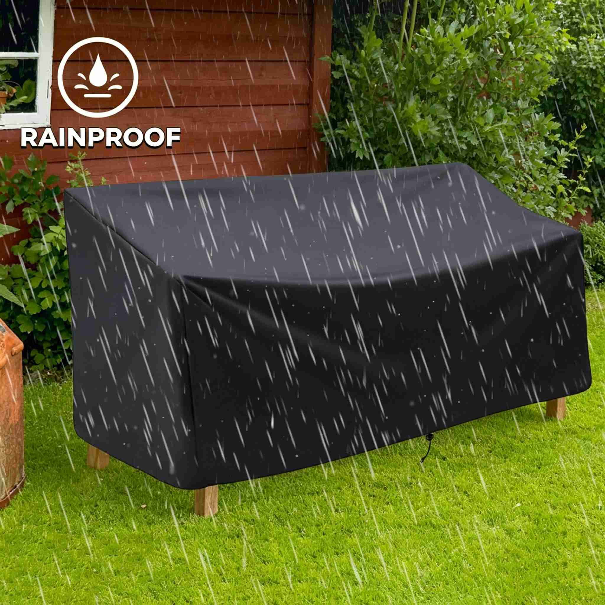 Outdoor Bench Cover, 52.7 x 26 x 35 inch Waterproof 2 Seater Patio Bench Cover Outdoor Patio Furniture Garden Sofa Chair Cover, Fit for 2-Seater Seating Metal & Hardwood Patio Garden Bench, Black