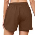 thumbnail image 5 of Olyvenn Womens Casual Linen Shorts Summer Beach Vacation Outfit with Pockets High Waisted for Athletic Tennis Workout Brown XL, 5 of 7