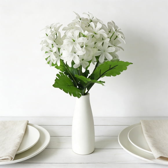 Jonquilles et Jacinthes Artificielles - Fleurs Printanières Réalistes pour la Décoration de Mariage, les Compositions Florales et Les, Blanc, JKODE