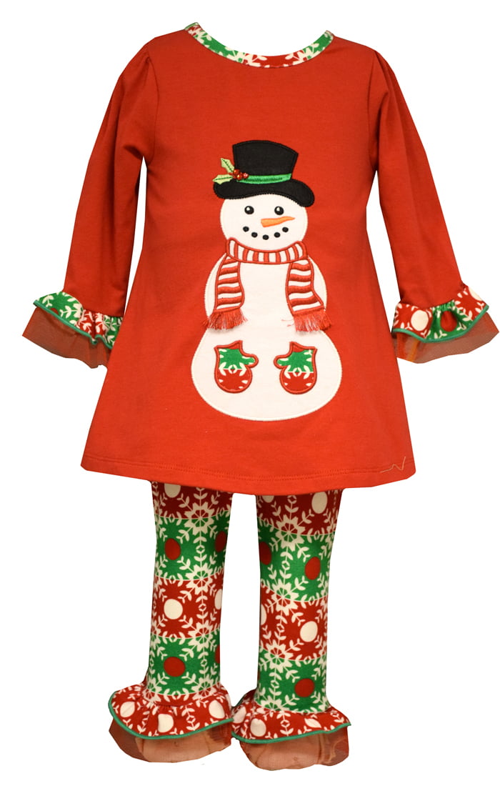 New Girls RARE EDITIONS Snowman Tunic Leggings Christmas Holiday Set 12 18 24 MO 