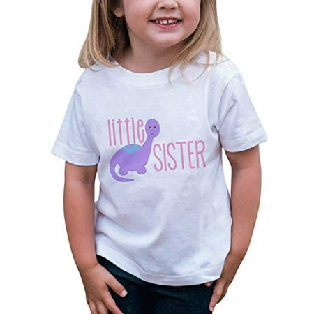 

7 ate 9 Apparel Girl s Dinosaur Little Sister T-Shirt 5/6T White