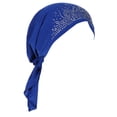 thumbnail image 2 of Pre Tied Chemo Head Scarf Beanie Skull Cover Cap for Women Blue One Size, 2 of 3