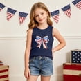 thumbnail image 5 of Avrnliq Girls Patriotic Sleeveless Tank Top Kids American Flag Bow Shirt Navy 4th of July Summer Outfits,Size 6 T, 5 of 8