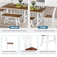 thumbnail image 3 of Tensun 6-Piece Counter Height Dining Set Wood Table with Four Chairs and Long Bench, Ideal for Dining Room, Walnut+White Finish, 3 of 5