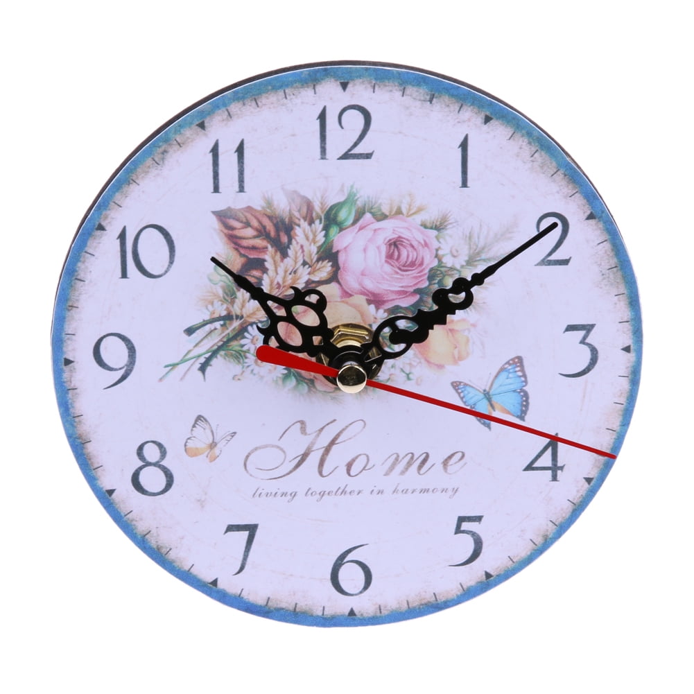 12inch Vintage Wooden Wall Clock Shabby Chic Rustic Kitchen Home Antique Style 