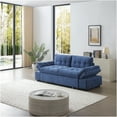 thumbnail image 2 of JERFIT 3-in-1 Convertible Sleeper Sofa Bed with Chaise, Teddy Linen Fabric, Pull Out Couch for Small Space, Modern Blue Sofa for Living Room, Apartment, Dorm, 2 of 9