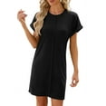 thumbnail image 3 of Womens Summer T Shirt Dress Casual Cap Sleeve Crewneck Loose Shift Mini Dresses Black XL, 3 of 9