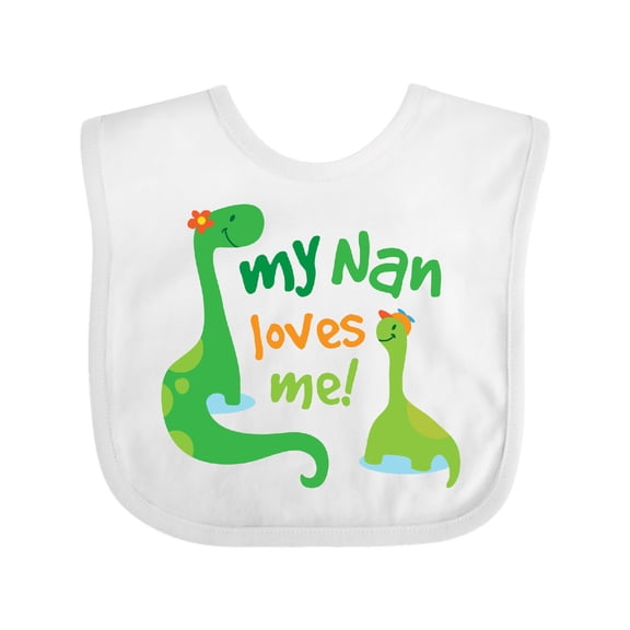 Inktastic My Nan Loves Me Grandson Dinosaur Boys Baby Bib