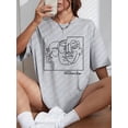 thumbnail image 5 of Graphic and Letter Printed Crew Neck Plus Size T-Shirt Women's Cotton Plus Size Top Street Casual Short Sleeve Soft Shirt, 5 of 5
