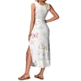 thumbnail image 5 of Minjewel Long Easter Printed Vest Dress Sleeveless Side Slit for Women, Summer Maxi Dress Lightweight Flowy Boho Style Spring Holiday Outfit,White,XL, 5 of 6
