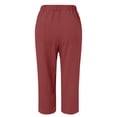 thumbnail image 4 of yunLCZ Pants for Women High Waisted High Waist Linen Capris For Women Drawstring Elastic Waist Harem Pant Basic Lightweight Linen Pant, 4 of 4