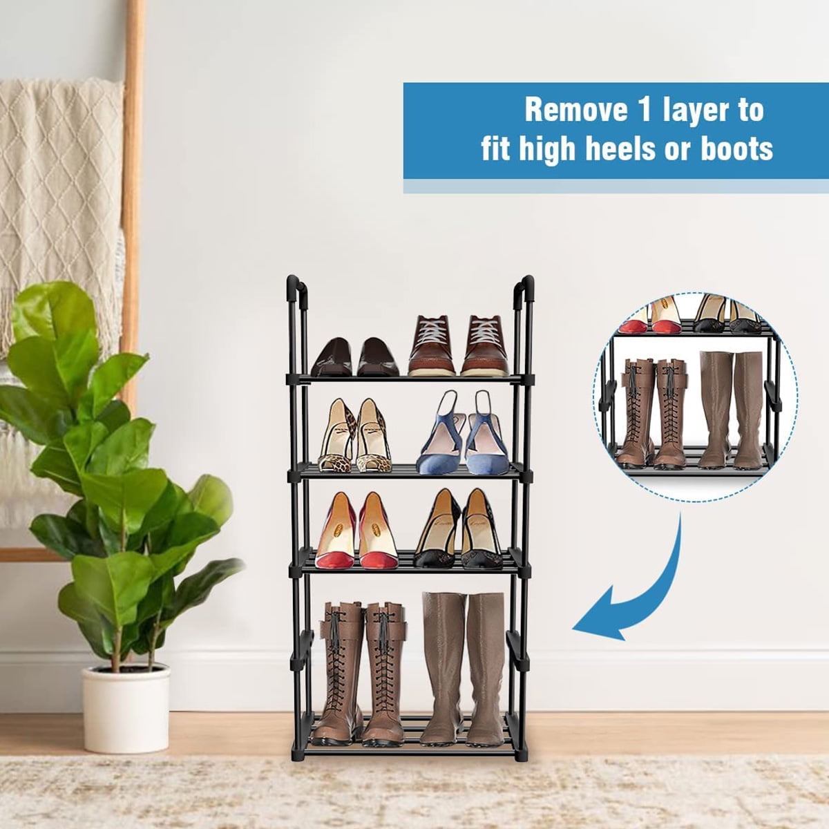  Pipishell 5-Tier Shoe Rack for Entryway and Small Spaces with  Wooden Top & Metal Frames, Shoe Storage Organizer with Adjustable Storage  Shelves, PISRB4 : Home & Kitchen