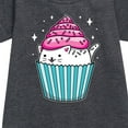 thumbnail image 2 of Instant Message - Cat Cupcake - Toddler And Youth Girls Fleece Dress, 2 of 5