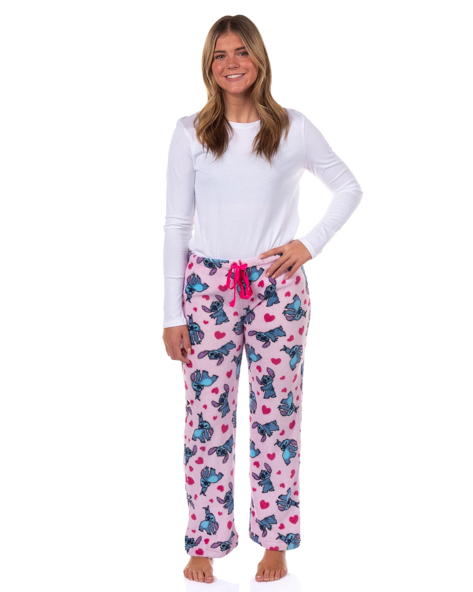 Disney Stitch Pajamas Women's Plush Heart Accents Adult Lounge Sleep Pants
