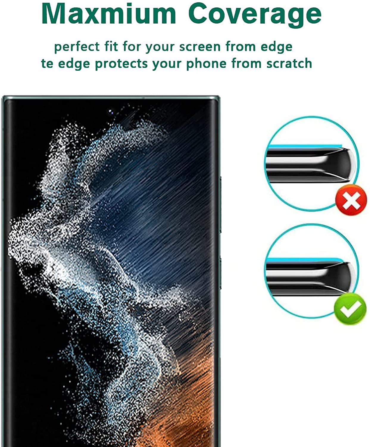 Galaxy S22 Ultra Screen Protector with Camera Lens Protector, HD Tempered  Glass Film Support Fingerprint Unlock, 3D Curved, Anti Scratch, Bubble Free