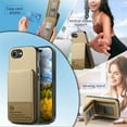 thumbnail image 3 of For iPhone 16e Wallet Phone Case,Twill Pattern Design,With Card Slots,Flip Premium PU Leather Magnetic Closure Kickstand Heavy Duty Protective Shockproof Rugged Phone Case,Khaki, 3 of 9