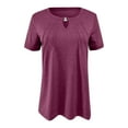 thumbnail image 6 of EHRWE Womens T Shirts Ladies Casual Solid Color Keyhole Crew Neck Loose Short Sleeve T Shirt Top Fashion Clothes 2025, 6 of 7