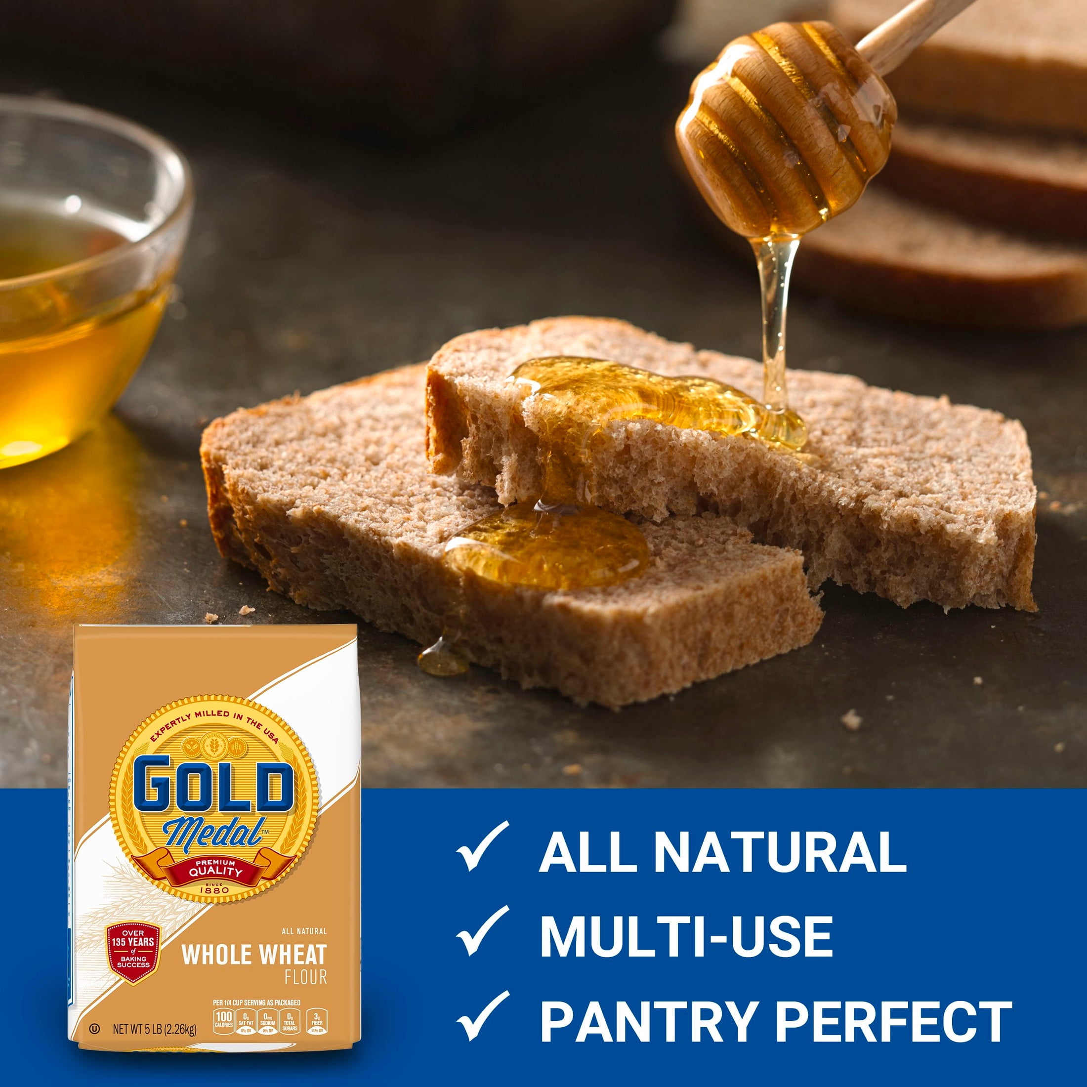 Gold Medal Premium Quality All Natural Whole Wheat Flour, 5 lb