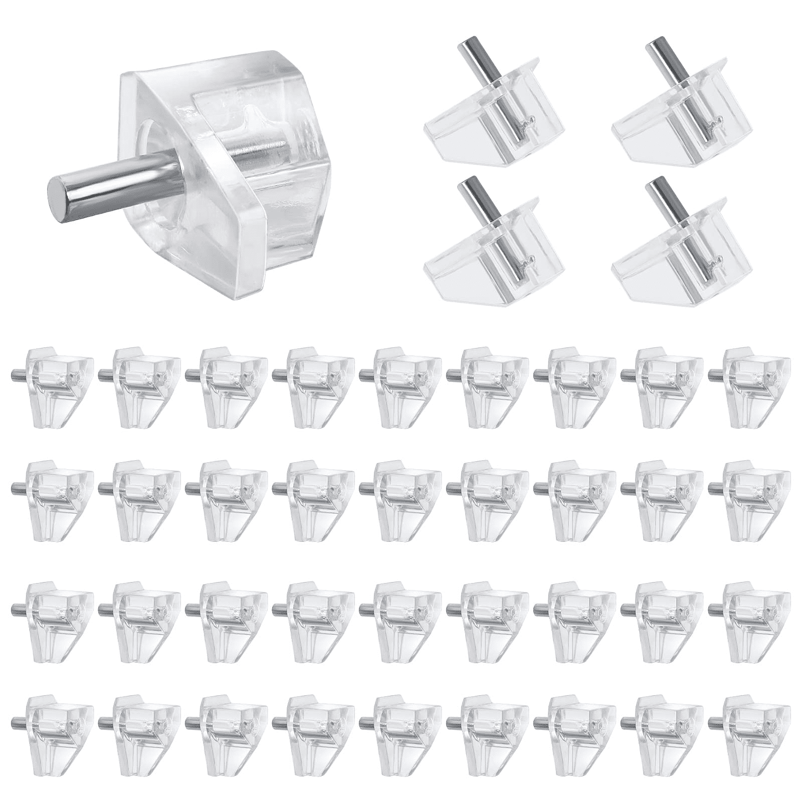 STUDS CLEAR WITH METAL PIN KITCHEN CABINET SHELF 5mm 100 x SHELF SUPPORTS PEGS 