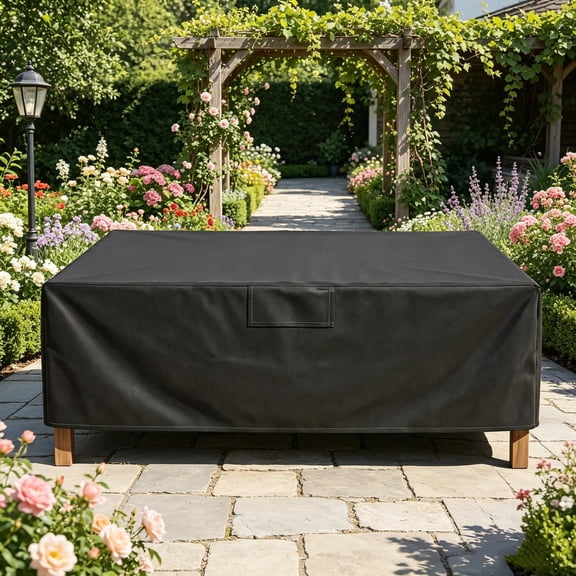 Dozzle Rectangular Patio Furniture Cover, Heavy Duty Waterproof & UV Resistant Outdoor Sofa Cover, Black, 107.8"x 81.8"x 27.9"