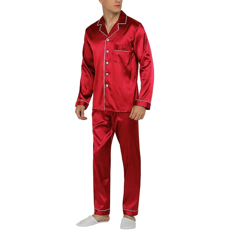 YIMANIE Mens Satin Pajamas Set Classic Sleepwear Loungewear Walmart