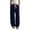 Navy, variant on Womens Straight Wide Leg Pants Solid Color Loose Sweatpants Elastic Waist Drawstring Trousers with Pockets Fall Winter Comfortable Full Length Pants