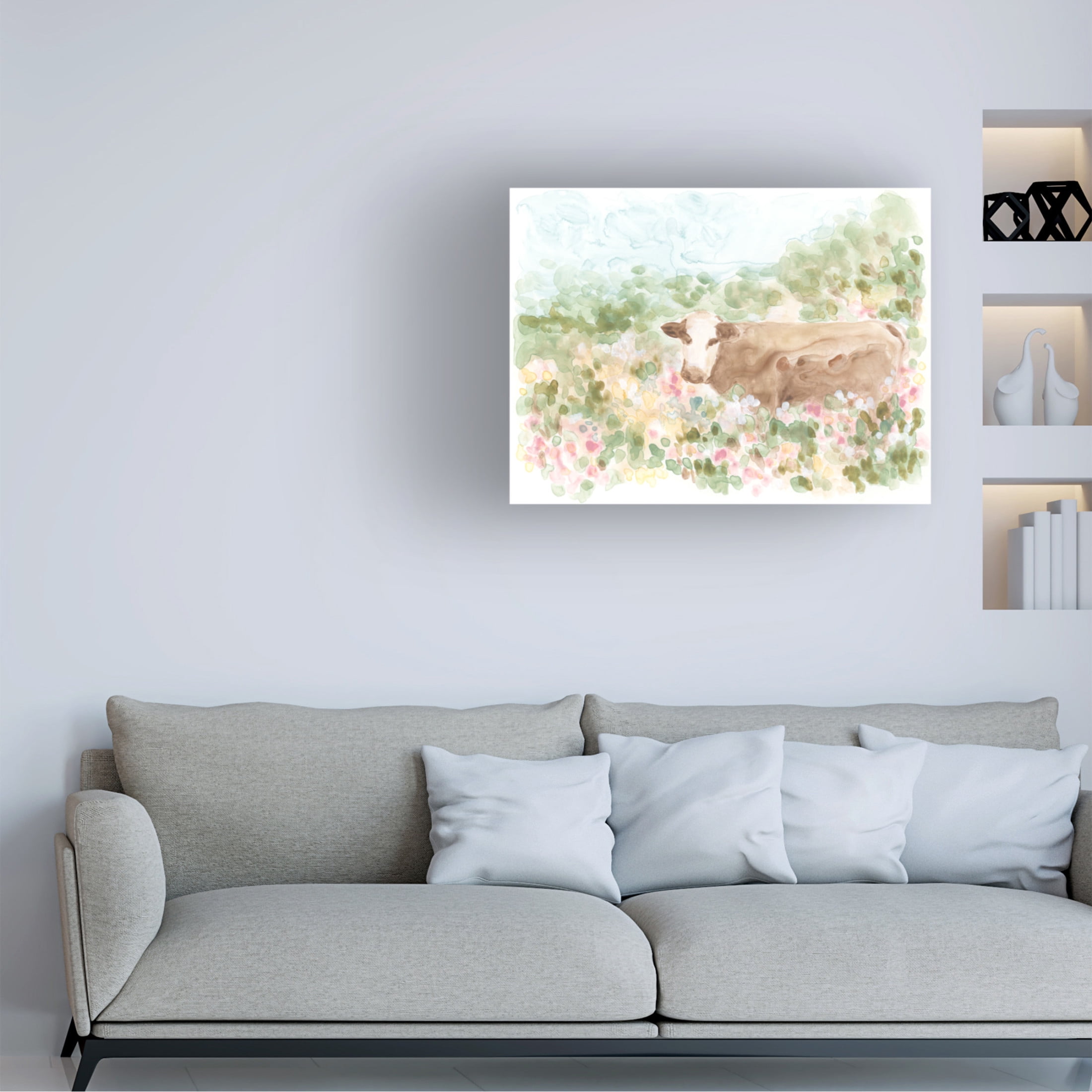 Trademark Fine Art June Erica Vess  Cow Meadow VI Canvas Wall Art