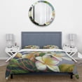 thumbnail image 3 of Designart "Blossoming Plumeria in White and Yellow III" Floral Bedding Covert Set - Traditional White Bed Set With 2 Shams, 3 of 6