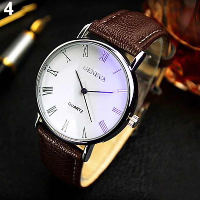 Reloj de pulsera de cuarzo para hombre de la marca Geneva, con correa explosiva, estilo romano, de moda, con luz azul y estilo empresarial