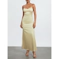 thumbnail image 3 of Musuos Women's Summer Long Slip Dress Solid Color Sleeveless Spaghetti Strap Low Cut Backless Slim Dress, 3 of 10