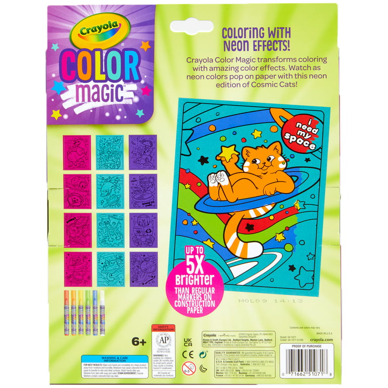 Crayola Color Magic Neon Cosmic Cats Paper & Marker Set, 12 Pages, Beginner  Child 
