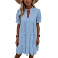thumbnail image 5 of Plus Size Maxi Dresses for Womens 2026 Summer Fashion Solid Short Sleeve V-Neck Lace Lightweight Maxi Wedding Guest Dresses, 5 of 8