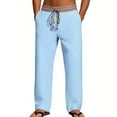 thumbnail image 2 of Dxzfnsa Men's Elastic Waist Hiking Pants Water Resistant Quick-Dry Lightweight Outdoor Sweatpants with Zipper Pockets men's pants(Light Blue,L), 2 of 4