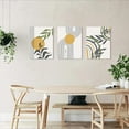 thumbnail image 6 of Minimalist Boho Wall Art Set of 3, MidCentury Modern Wall Art, Framed Canvas Wall Art Yellow Green Beige Moon Botanical Geometric Neutral Abstract Artwork Prints, Boho Room Wall Decor Ready To Hang, 6 of 6