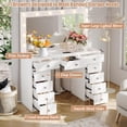 thumbnail image 4 of Vanity Desk, with LED Lights Mirror & Power Outlet, with 11 Storage Drawers, 3 Lighting Modes & Adjustable Brightness, White Dressing Table for Bedroom, 4 of 5
