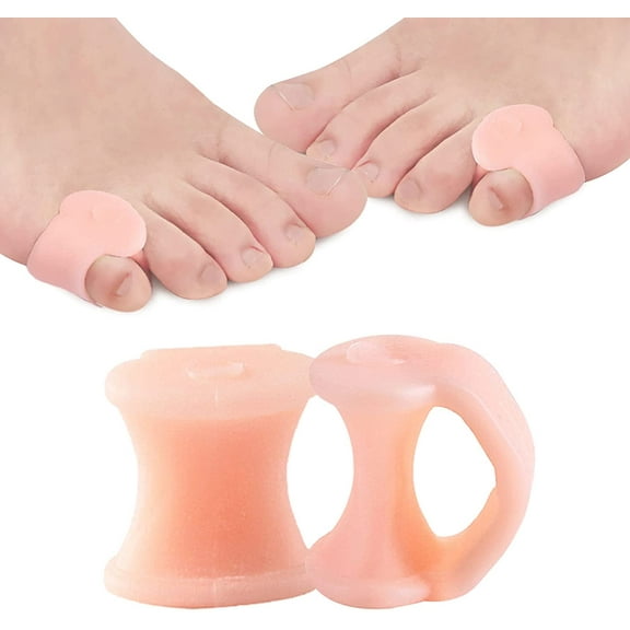 8 Pack Beige Gel Pinky Toe Separators for Overlapping Toes,Hammer Toe Straightener Bunion Pads Corrector for Women,Pinky Toe Spacers for Bunion Relief