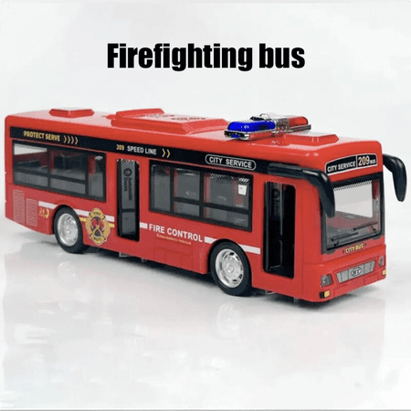 Police Bus Toy for Kids with Lights & Music Sightseeing Bus for Boys Girls Ages 3+ Christmas Birthday Gifts(Red)
