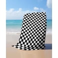 thumbnail image 4 of Black White Plaid Beach Towels Oversized Super Absorbent, Modern Buffalo Check Gingham Art Lightweight Bath Towel Quick Dry Sets For Bathroom/Pool/Rv Camping/Beach Play/Gym Room/Picnic 30"x60", 4 of 8