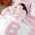 thumbnail image 4 of jejeloiu Initial Letter B 7 Pieces Bedding Comforter Set,Cute Bows Full Bedding Set For Bowknot Lover Reversible, 4 of 8